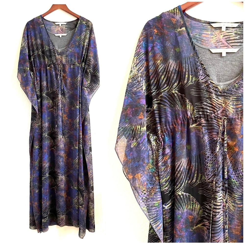 RACHEL Rachel Roy Sheer Lined Cinched Floral Pattern Maxi Dress Size M